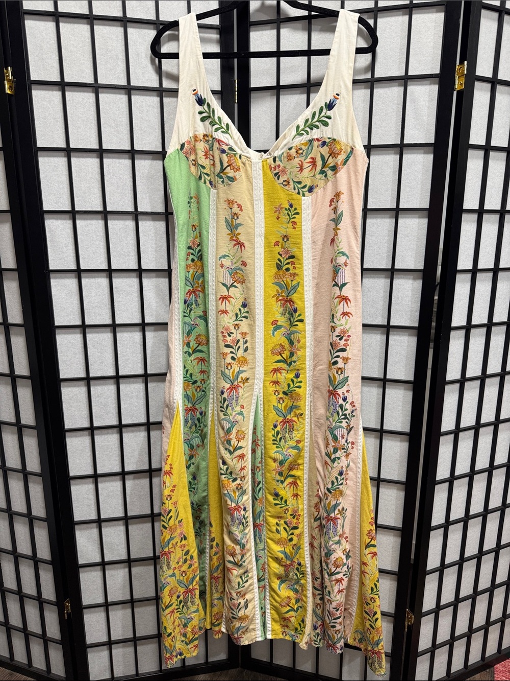 FARM RIO DELICATE FLORAL STRIPES MIDI DRESS SZ XL NWT - Picture 5 of 13